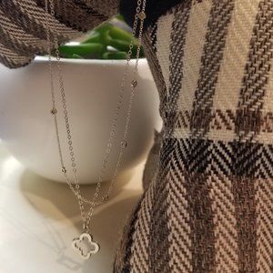 14K White Gold Necklace with Clover Pendant (only)
